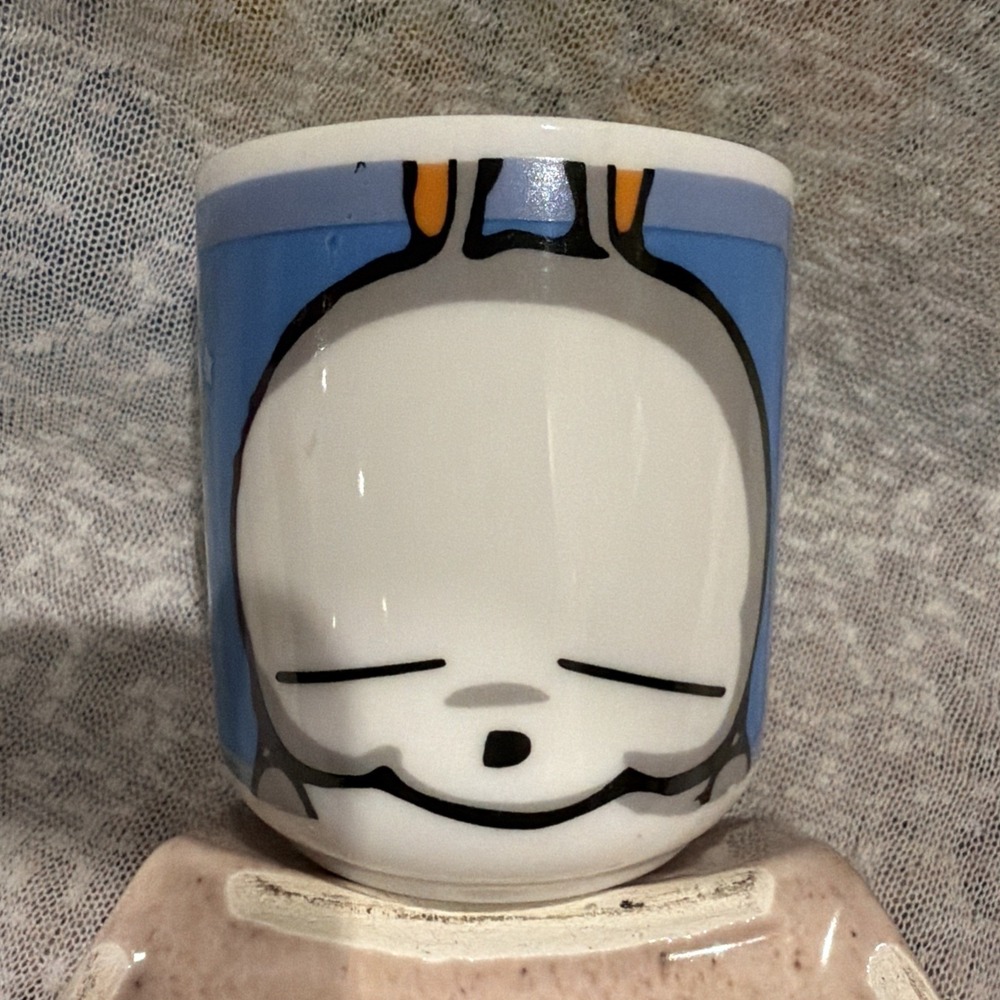 Mashi Maro Ceramic Yunomi Tea Cup Handleless Kawaii Bunny 3" Handleless Vintage